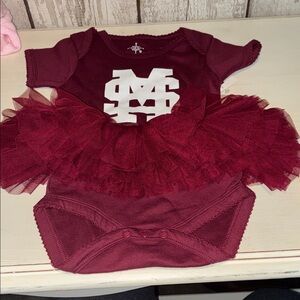 Mississippi State Maroon Baby Onesie with Tulle Skirt
